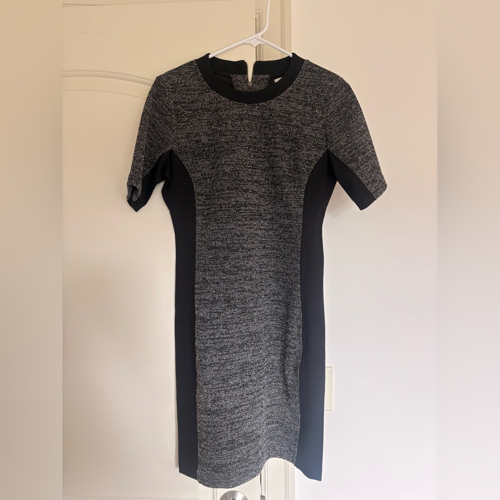 Halogen Black and Gray Knit Midi Sheath Dress